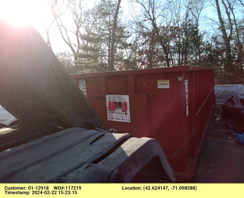 30 yard dumpster with a 4 ton weight limit delivered in Andover, MA for a major house clean-out.
