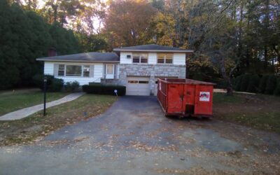 30 yard dumpster rental delivered to a home in Andover, MA for a renovation project.