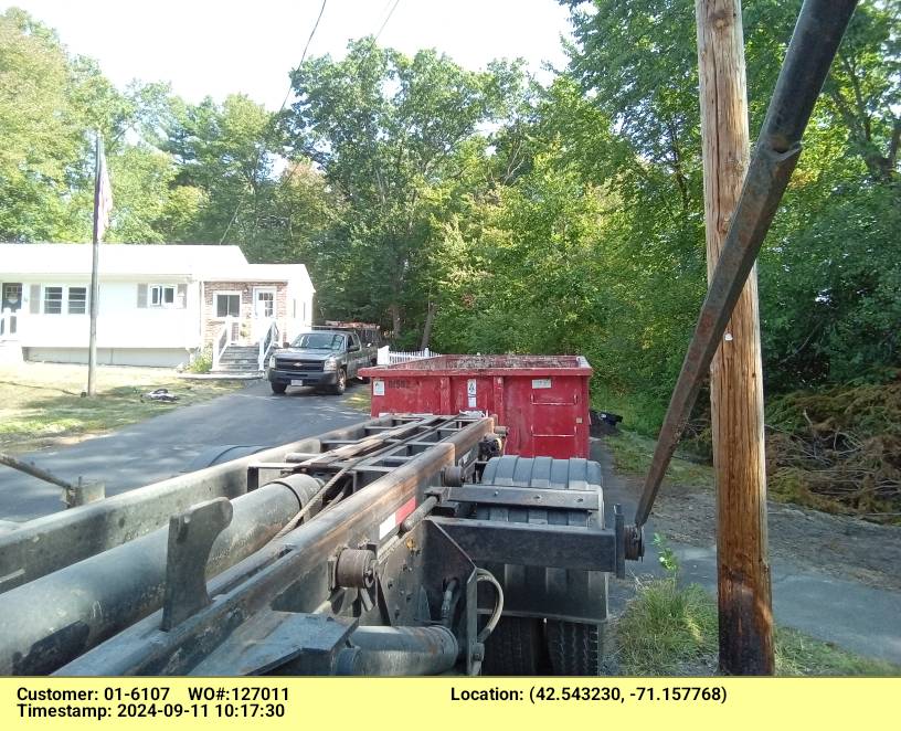 15 yard dumpster delivered in Wilmington, MA for a small construction project