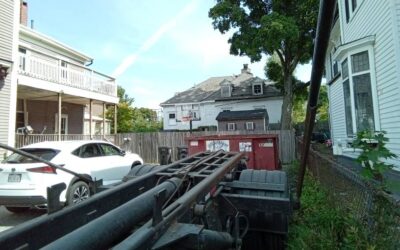 15 yard dumpster rental delivered in Haverhill, MA for junk removal from a home.