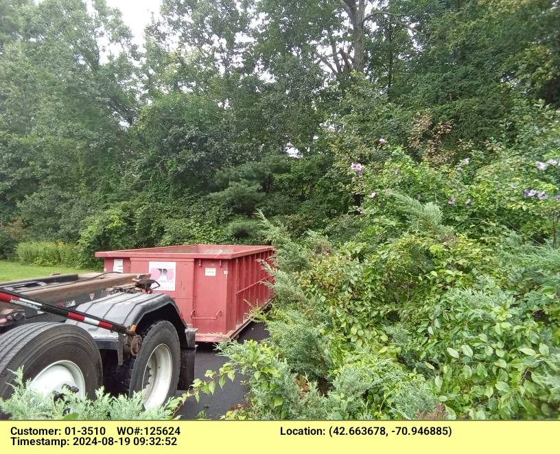 15 yard dumpster delivered in Topsfield, MA for junk removal.