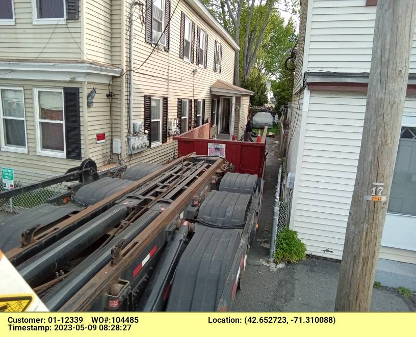 15 yard dumpster rental delivered in Lowell, MA for sand removal.