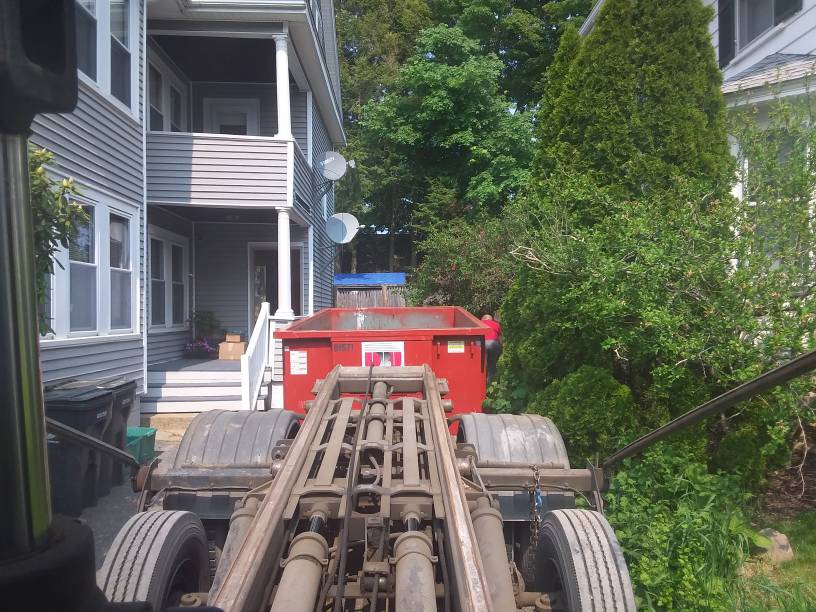 10 Yard Dumpster with a 1 Ton weight limit Delivered to a home is Haverhill, MA for a house clean-out.