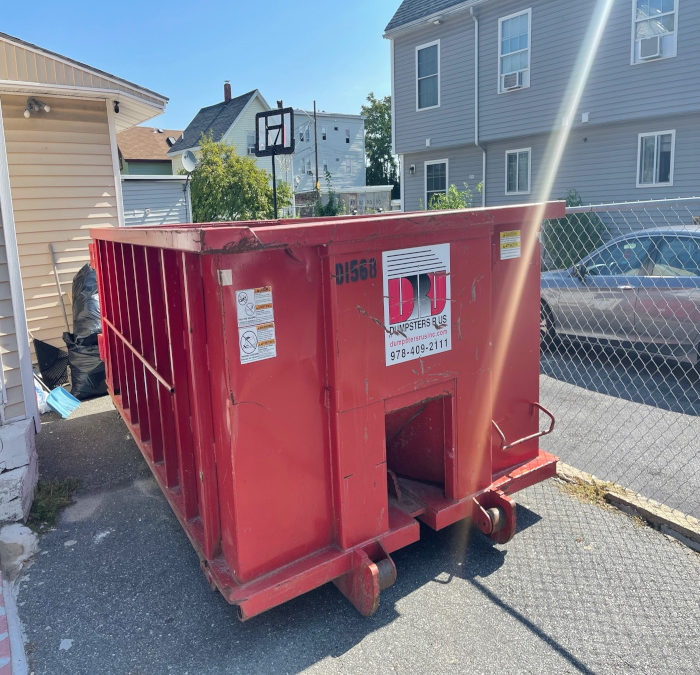 15 yard ABC dumpster rented in Lawrence, MA.