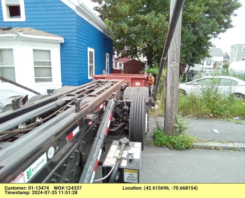 15 yard dumpster delivered in Gloucester, MA for a small construction project.