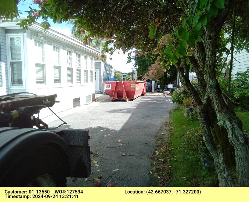 15 yard dumpster rental delivered in Dracut, MA for a house clean-out.