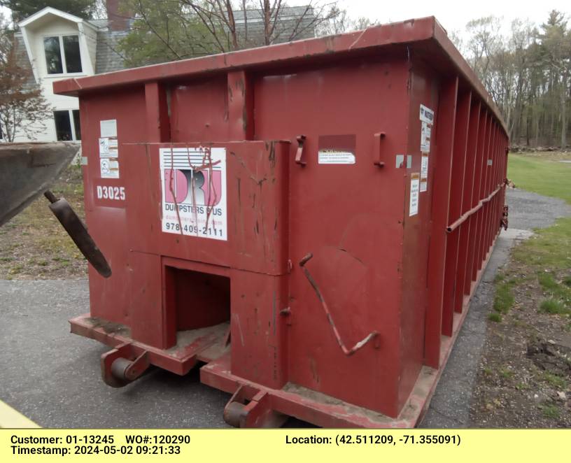 30 yard dumpster rental delivered in Carlisle, MA for stump removal
