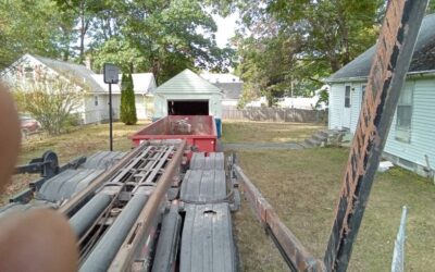 20 yard dumpster delivered in Tewksbury, MA for a garage cleanout.