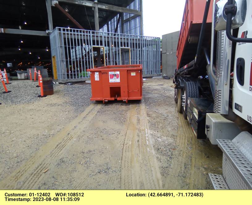 15 yard dumpster rental for ABC material (Asphalt, Brick and Concrete) delivered in Andover, MA for a construction project.
