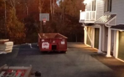 20 yard dumpster delivered in Tewksbury, MA for a garage clean-out.