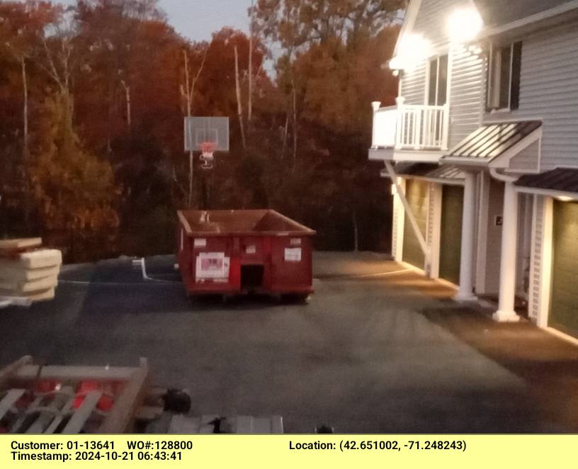 20 yard dumpster delivered in Tewksbury, MA for a garage clean-out.