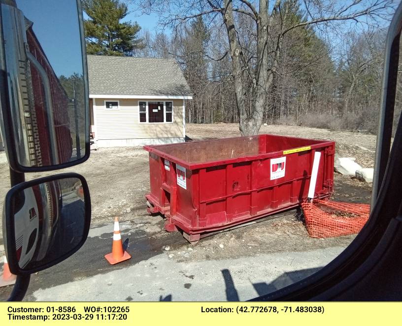 15 yard dumpster delivered to a construction project in Nashua, New Hampshire.