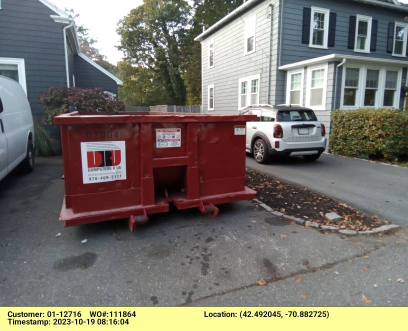 20 yard dumpster rental with a 4 ton max delivered in Marblehead, MA for a construction project