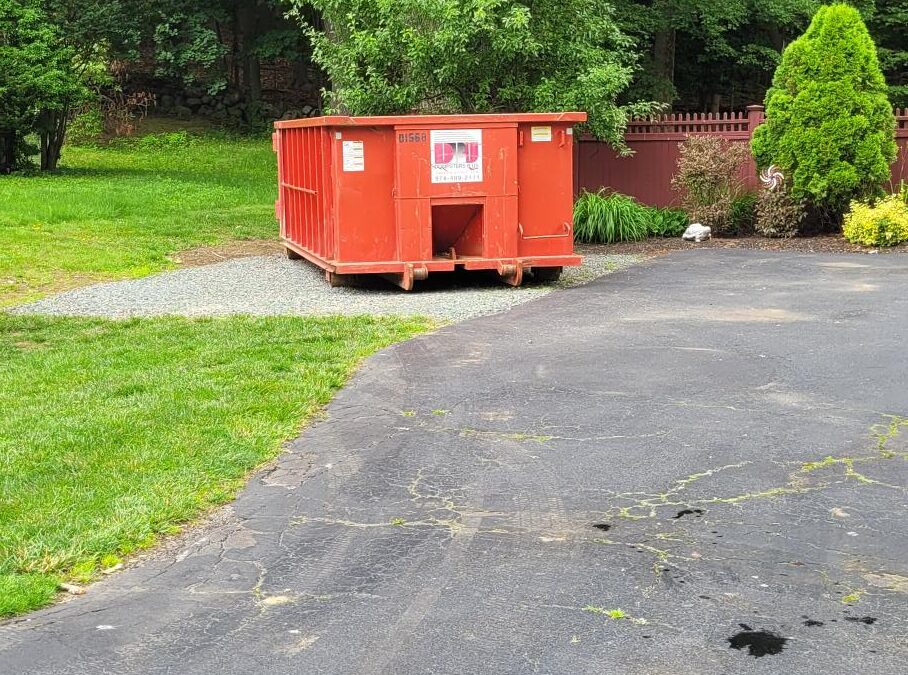 15 yard dumpster with a 2 ton weight limit delivered in Danvers, MA for a house cleanout.