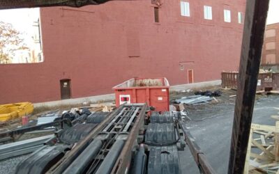 30 yard dumpster swapped out at a construction site in Lawrence, MA.