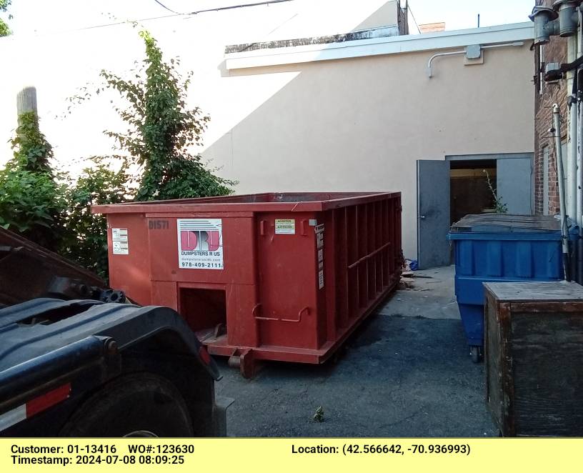 15 yard dumpster rental, with a 2 ton weight limit, delivered in Danvers, MA for a building clean-out