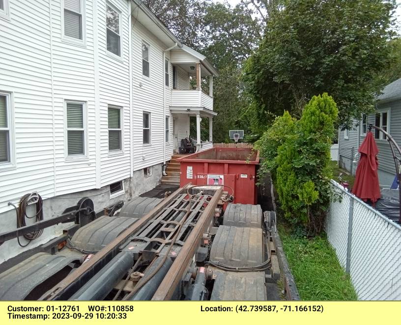 30 yard dumpster with a 5 ton max delivered in Methuen, MA for a construction project.