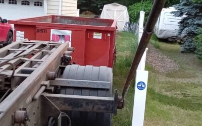 15 yard dumpster rental delivered in Tewksbury, MA for a garage cleanout.