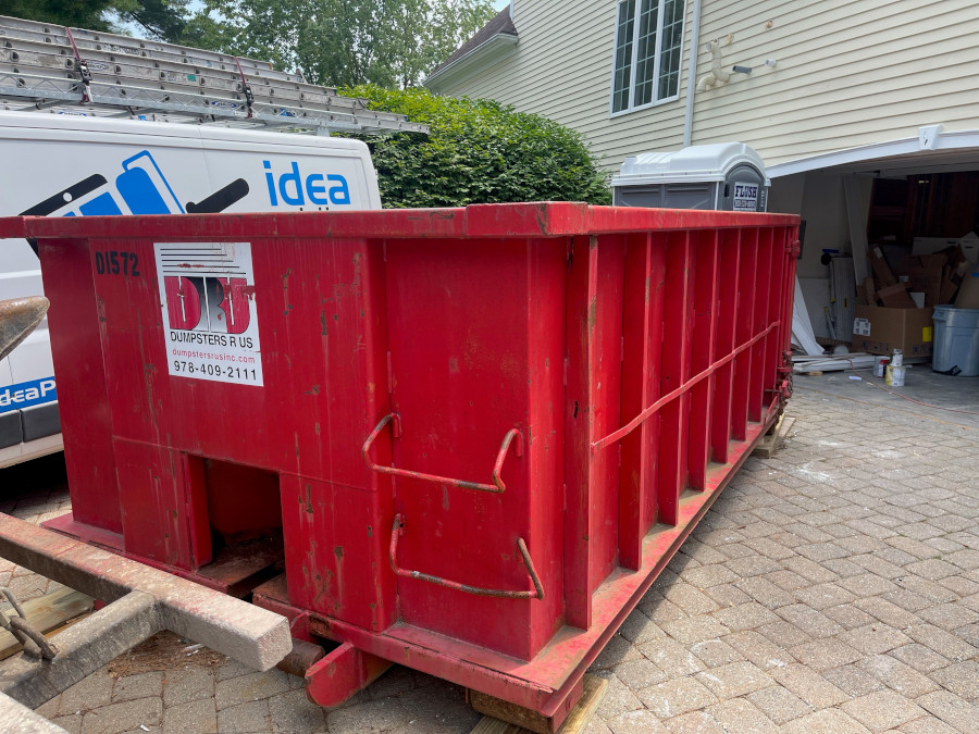 15 yard dumpster rental in Andover MA, a for a flooring project.