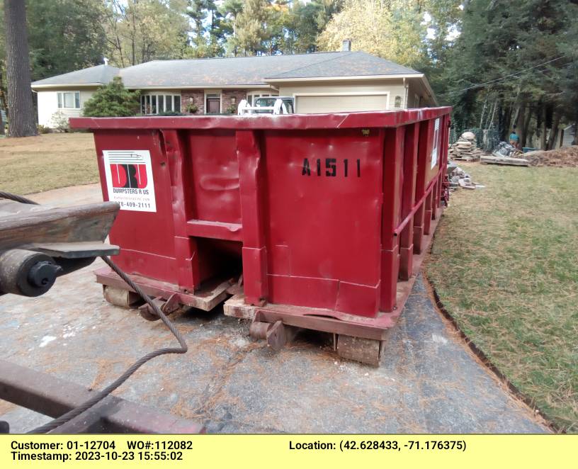 15 yard dumpster rental for the removal of ABC (Asphalt, Brick and Concrete) delivered in Andover, MA.