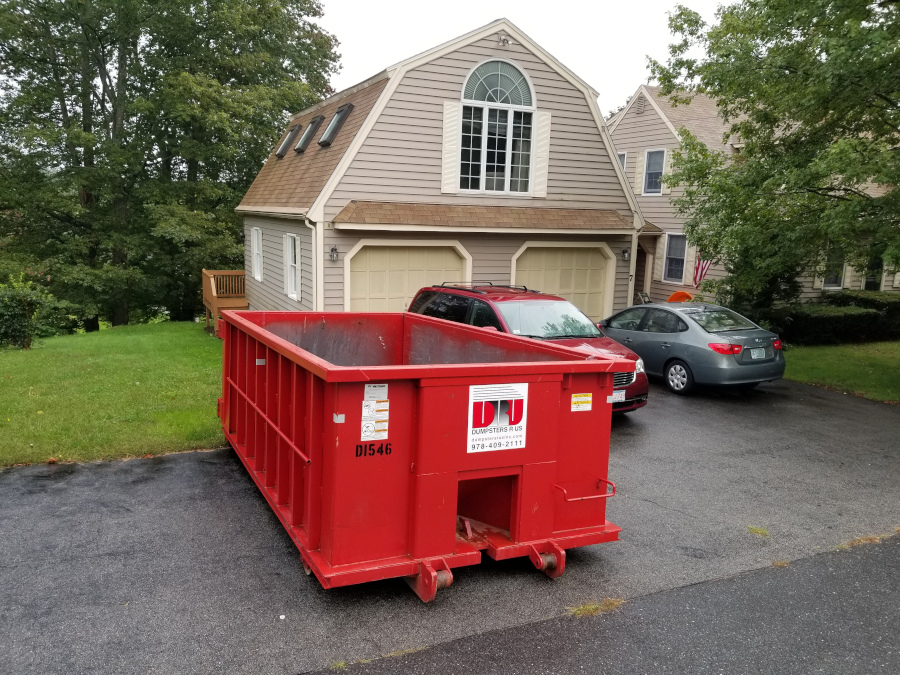 A 15 yard dumpster rental with a 2 ton max in Amesbury, MA for home cleanout to prep for listing the home for sale.