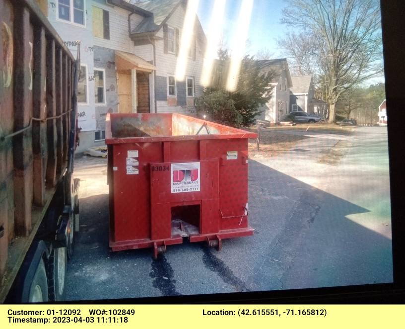 30 yard dumpster delivered in Reading, MA for a house rebuild.