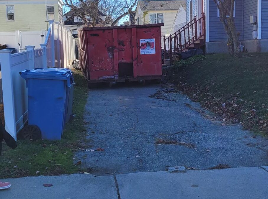 30 yard dumpster delivered to a house in Lawrence, MA