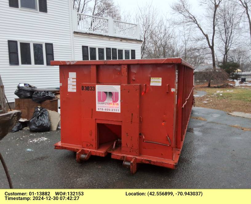 30 yard dumpster delivered in Danvers, MA for a house cleanout.