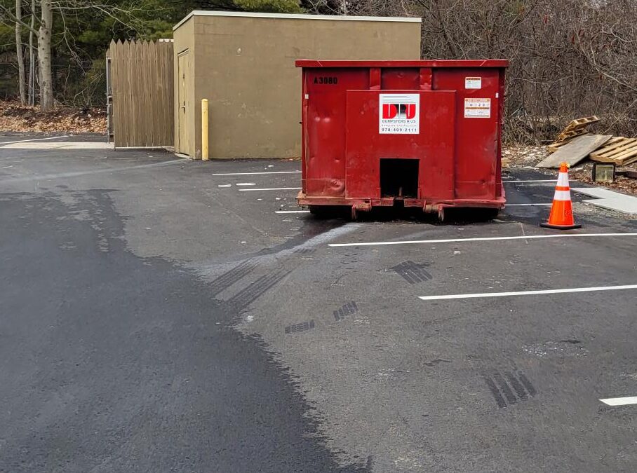 30 yard dumpster swapped out at a construction site in Gloucester, MA