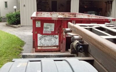 10 yard dumpster rental delivered in Boxford, MA for a garage cleanout.