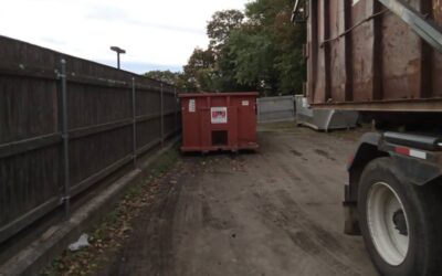 30 yard dumpster rental delivered for a construction project in Peabody, MA