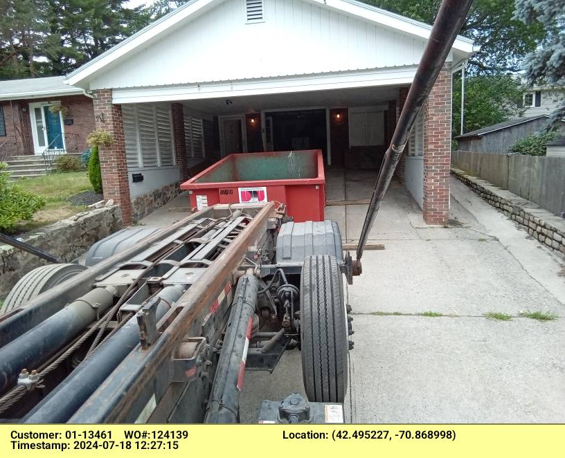 10 yard dumpster rental delivered in Marblehead, MA for a kitchen remodeling project.