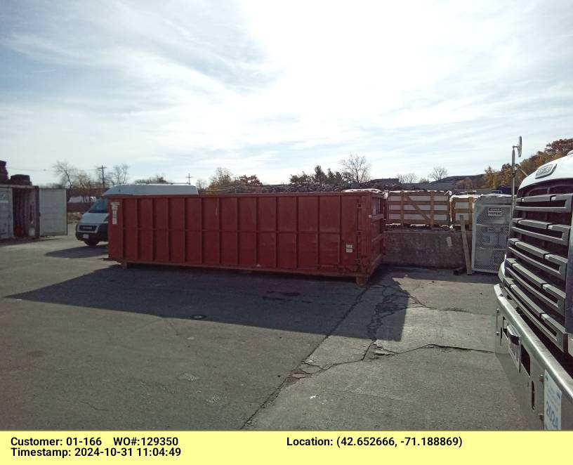 30 yard dumpster rental with a 5 ton max delivered to Wilmington, MA for a construction company