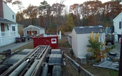 30 yard dumpster delivered in Wilmington, MA for a construction project.