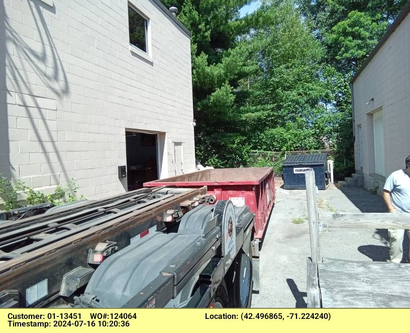 15 yard dumpster rental delivered in Burlington, MA for a construction project.