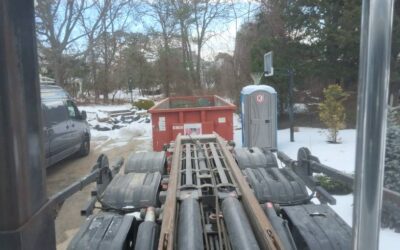 30 yard dumpster rental delivered in Gloucester, MA for a construction project.