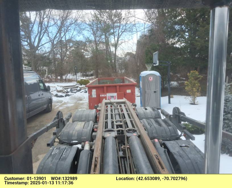 30 yard dumpster rental, with a 5 ton max, delivered in Gloucester, MA for a construction project.