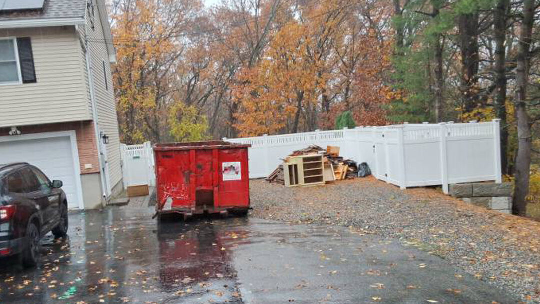 30 yard dumpster renbtal delivered in Woburn, MA for a housing project.