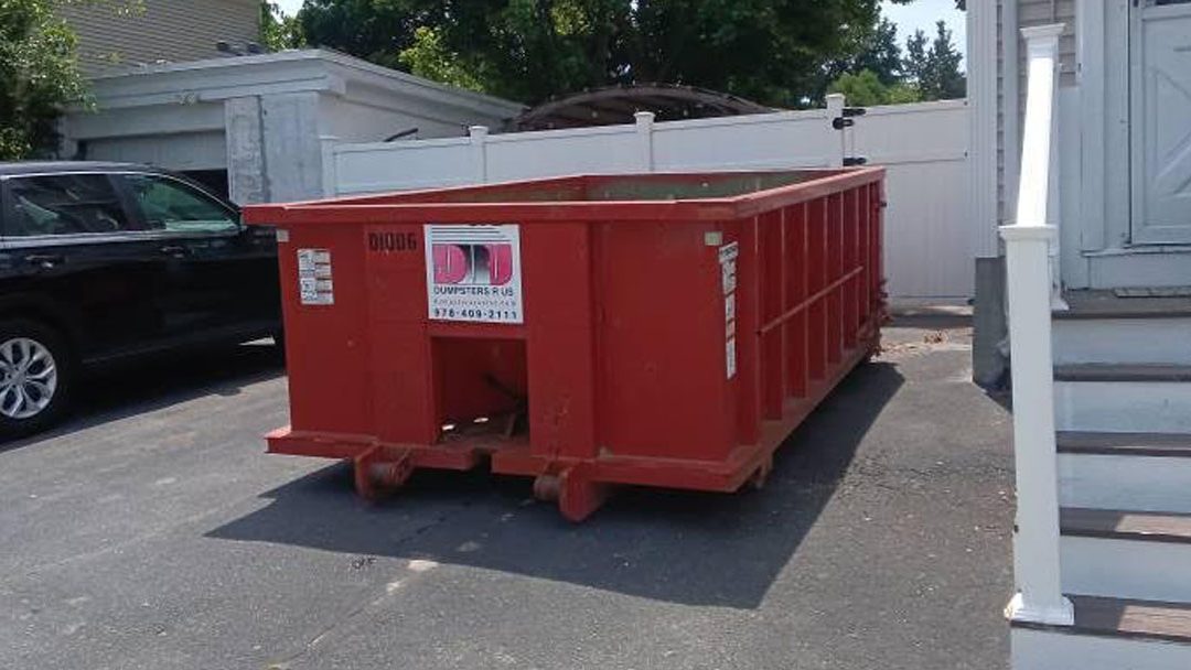 10-yard dumpster rental in Lowell, MA for residential remodeling debris