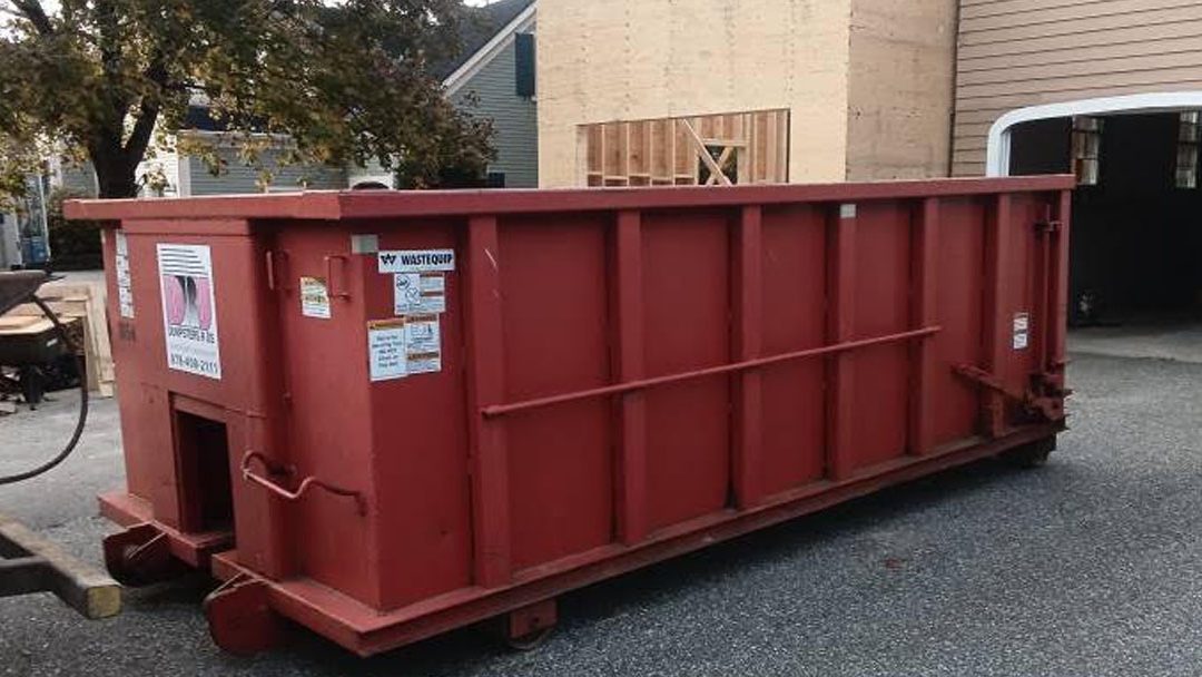 Dumpsters R Us 15-yard ABC dumpster rental delivered for an Andover MA home addition project