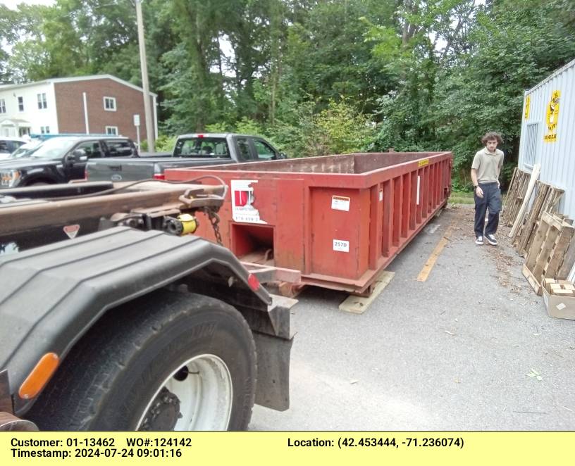 20 yard dumpster delivered in Lexington, MA for a construction project.