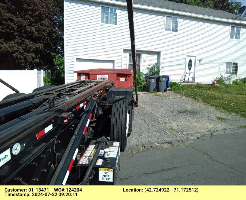 15 yard dumpster rental, with a 3 ton max, delivered in Methuen, MA for a garage clean-out.