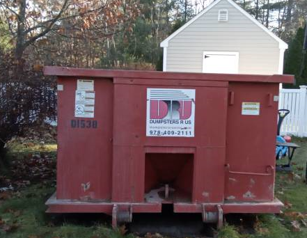 15 yard dumpster rental, with a 3 ton max, delivered in Tewksbury, MA for a house clean-out.