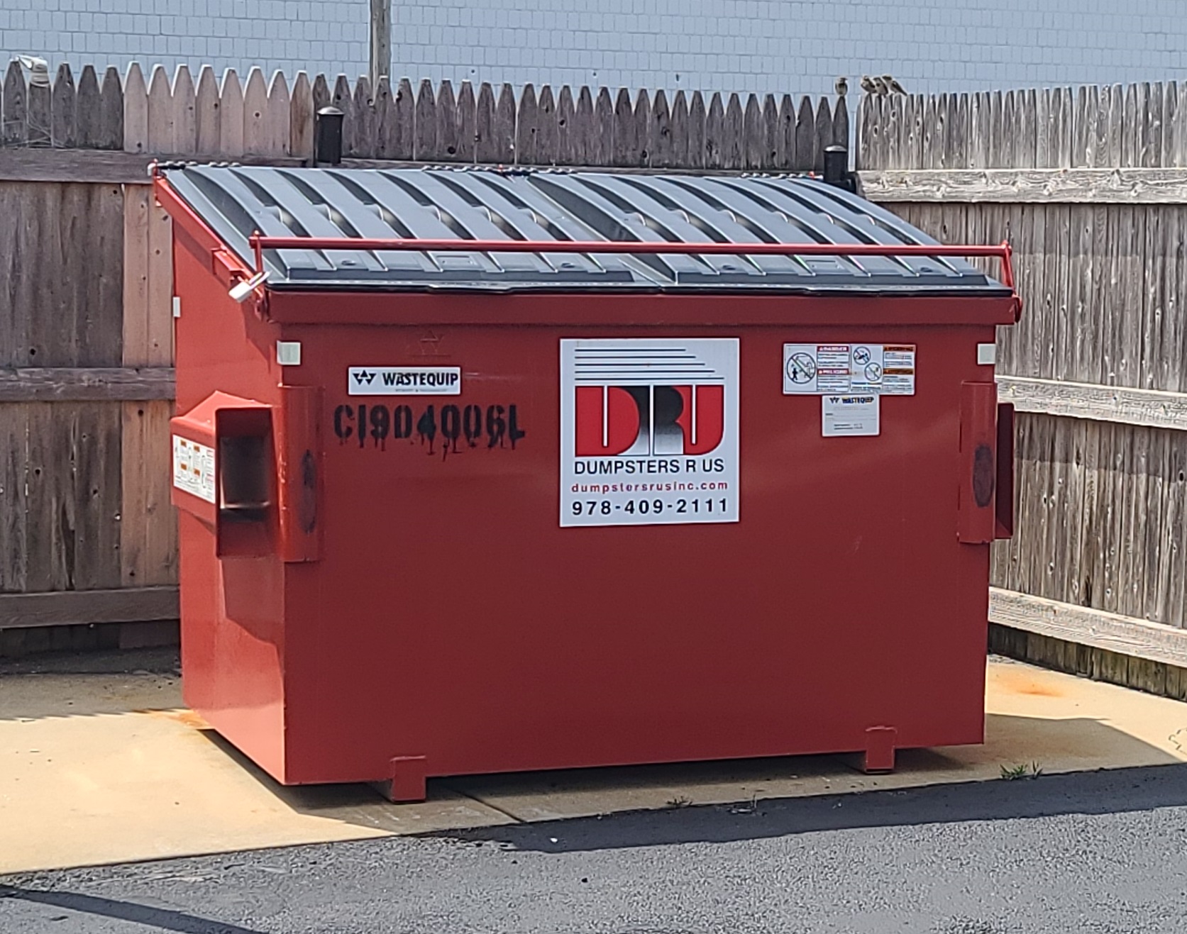 4 yard Commercial Dumpster with Every Other Week EOW service. Dumpsters R Us, Inc