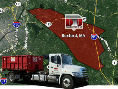 Dumpster rental Boxford MA. Dumpsters R Us delivers dumpster rentals to Boxford residents and businesses