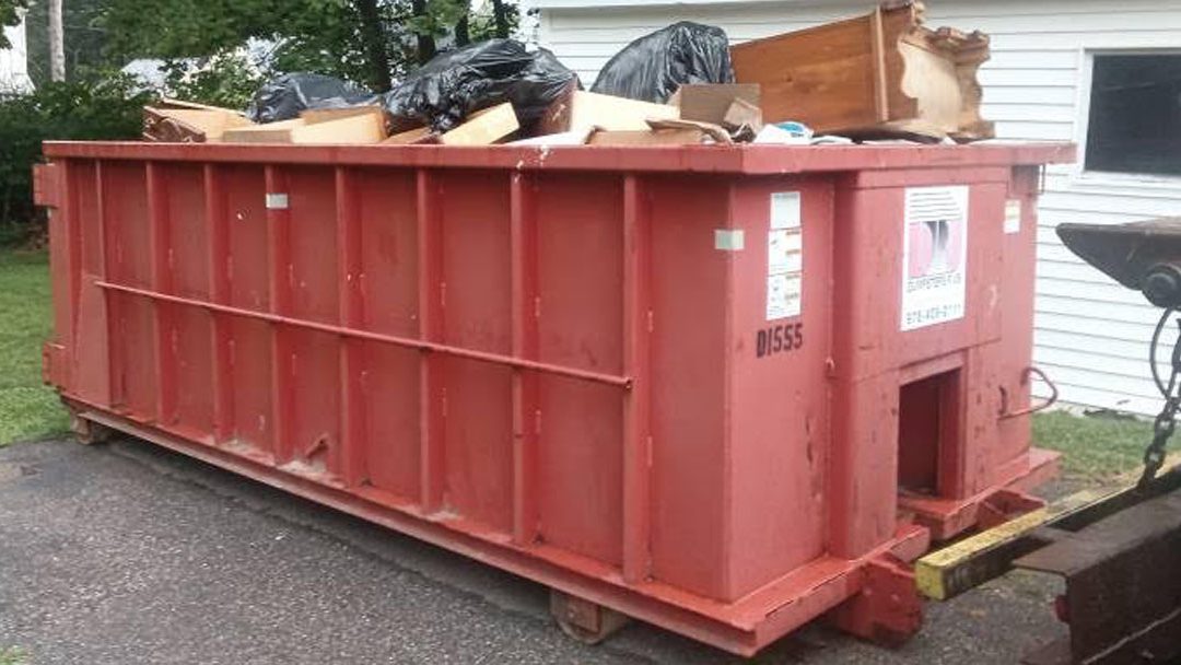 15-yard dumpster pickup in Merrimac, MA after residential remodeling