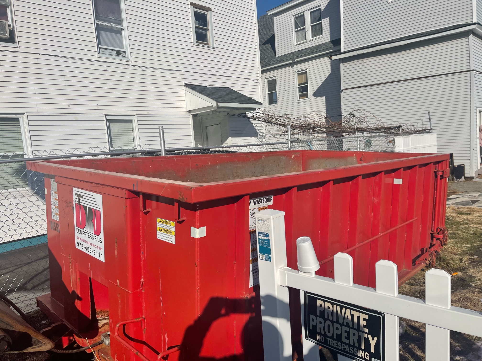 15 yard dumpster rental swapped out in Lawrence, MA Dumpsters R Us, Inc
