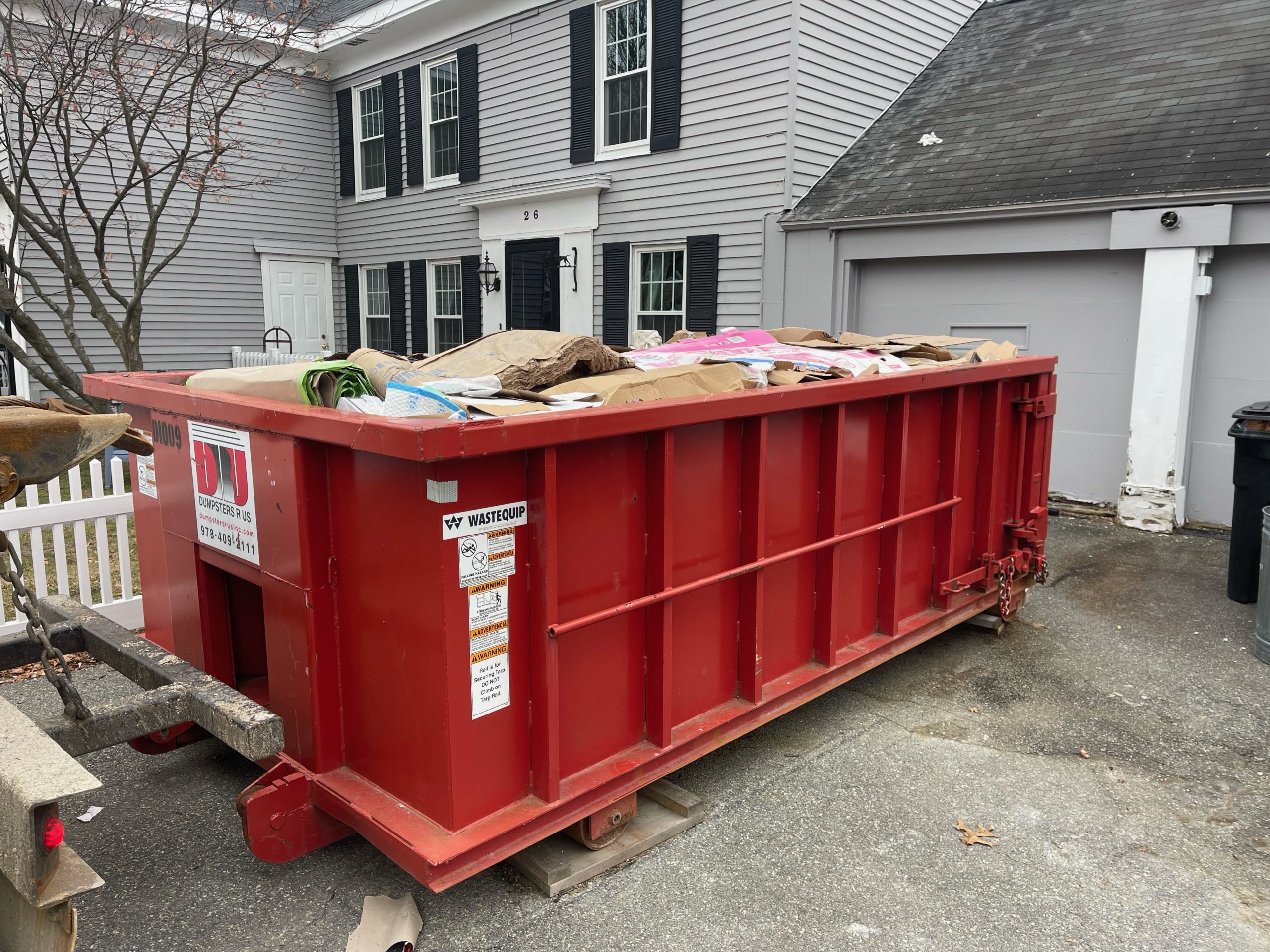 10 yard 1 1/2 ton dumpster used for a new year clean out in Andover, MA ...