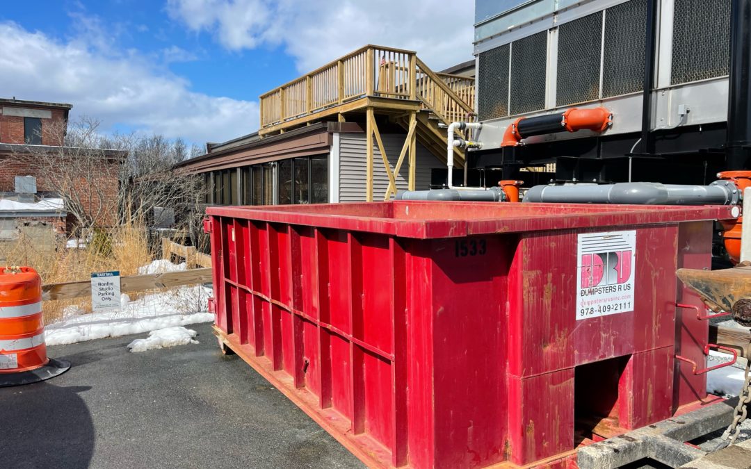 In North Andover, a 15 yard ABC dumpster rental delivery. Our ABC cans are always a flat rate!