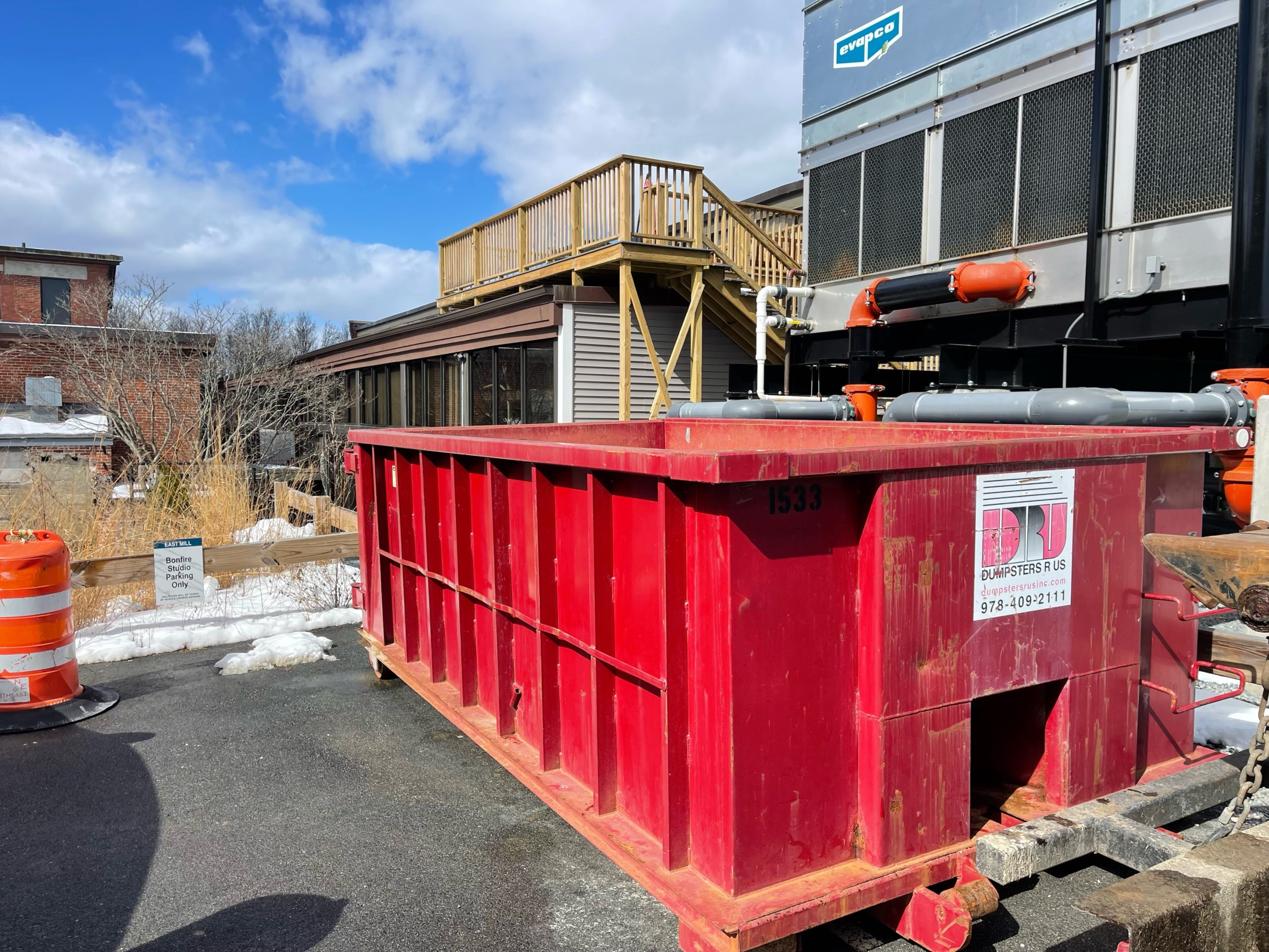 15 yard ABC dumpster rental and delivery in North Andover, MA for "Flat Rate" Dumpsters R Us, Inc